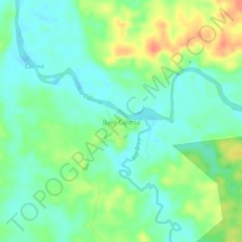 Mapa topográfico Bajo Calima, altitud, relieve