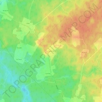 Mapa topográfico Peylahon, altitud, relieve