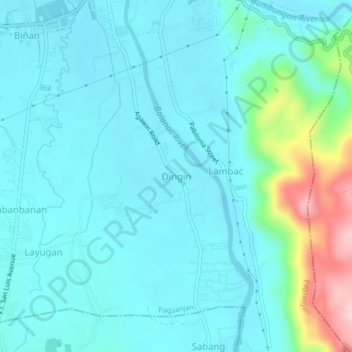 Mapa topográfico Dingin, altitud, relieve