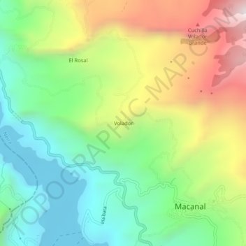 Mapa topográfico Volador, altitud, relieve