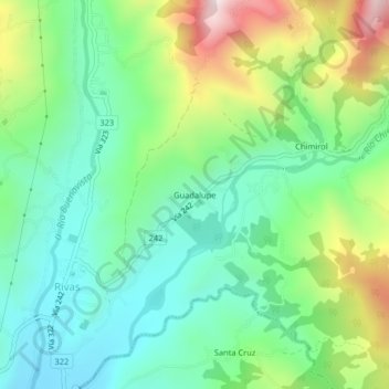 Mapa topográfico Guadalupe, altitud, relieve