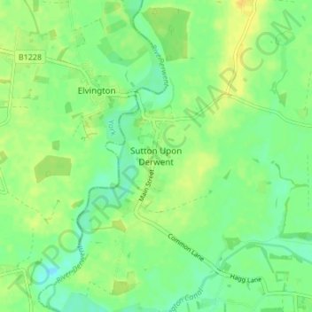Mapa topográfico Sutton Upon Derwent, altitud, relieve
