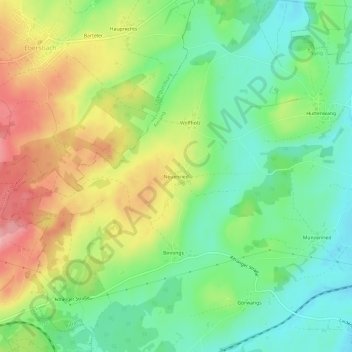Mapa topográfico Neuenried, altitud, relieve