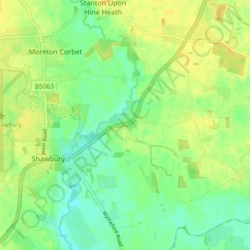 Mapa topográfico Edgebolton, altitud, relieve