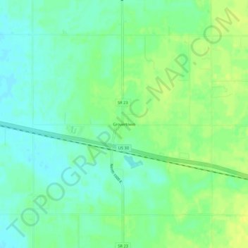 Mapa topográfico Grovertown, altitud, relieve