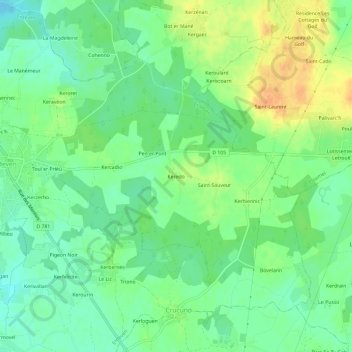 Mapa topográfico Keredo, altitud, relieve