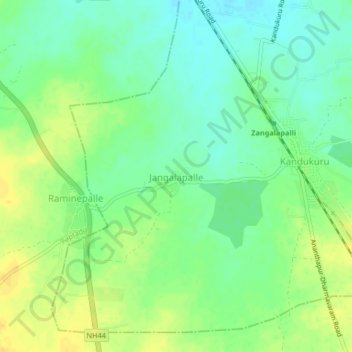 Mapa topográfico Jangalapalle, altitud, relieve
