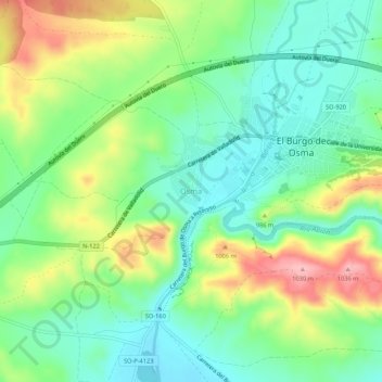 Mapa topográfico Osma, altitud, relieve