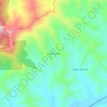 Mapa topográfico Cerro Verde, altitud, relieve