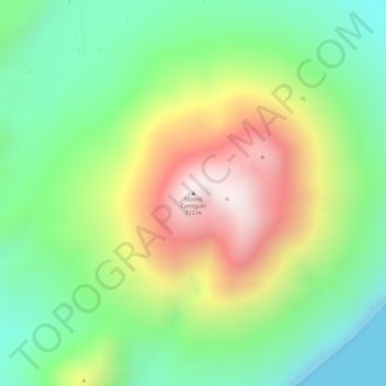 Mapa topográfico Mount Camiguin, altitud, relieve