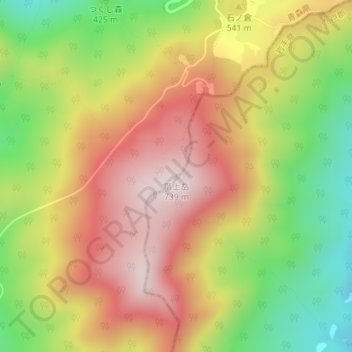 Mapa topográfico Mt. Hashikami, altitud, relieve