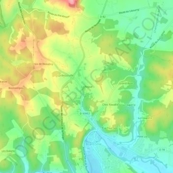 Mapa topográfico La Roque, altitud, relieve