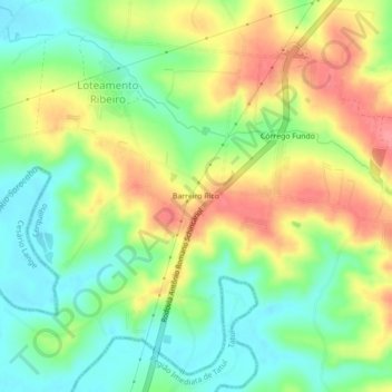 Mapa topográfico Barreiro Rico, altitud, relieve