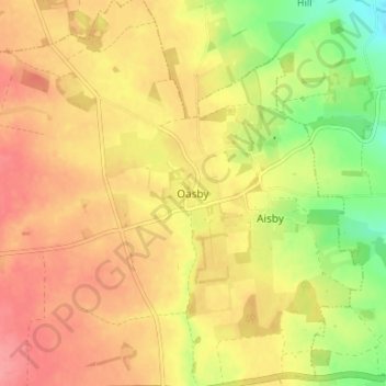 Mapa topográfico Oasby, altitud, relieve