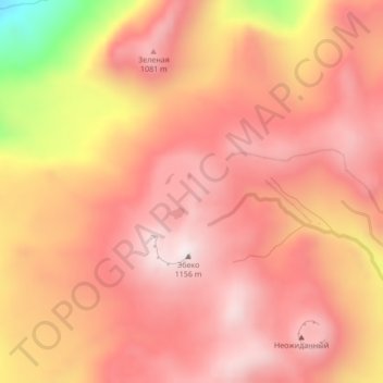 Mapa topográfico Эбеко, altitud, relieve
