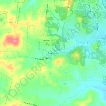 Mapa topográfico Rocksprings, altitud, relieve