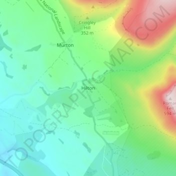 Mapa topográfico Hilton, altitud, relieve