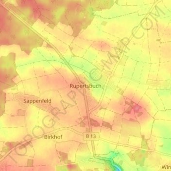 Mapa topográfico Rupertsbuch, altitud, relieve
