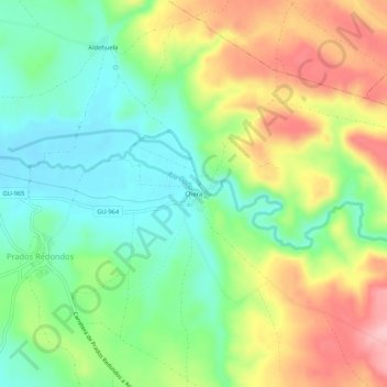 Mapa topográfico Chera, altitud, relieve