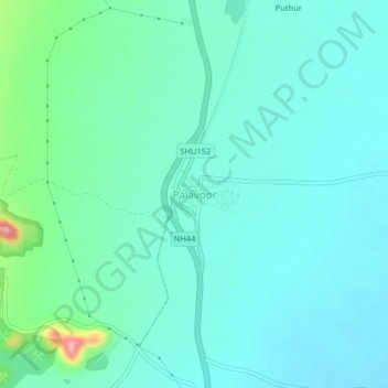 Mapa topográfico Palavoor, altitud, relieve