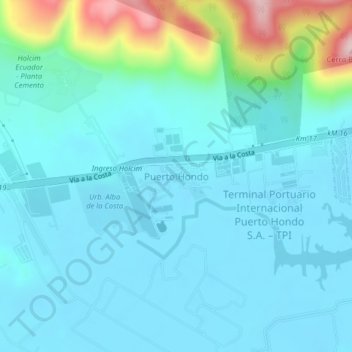Mapa topográfico Puerto Hondo, altitud, relieve