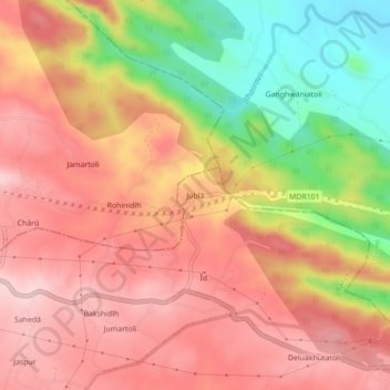 Mapa topográfico Jublā, altitud, relieve