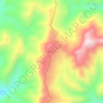Mapa topográfico Sachal, altitud, relieve
