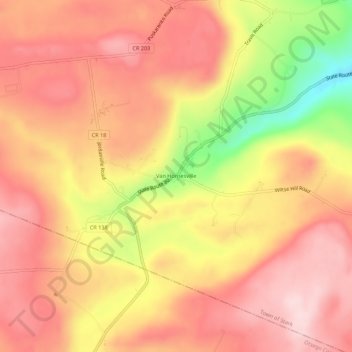 Mapa topográfico Van Hornesville, altitud, relieve