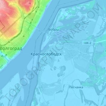 Mapa topográfico Краснослободск, altitud, relieve
