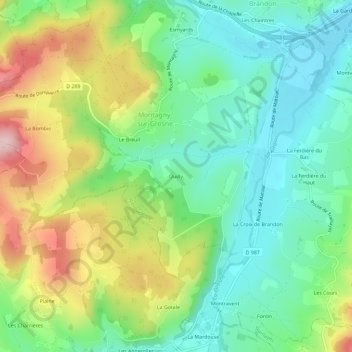 Mapa topográfico Ouilly, altitud, relieve