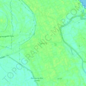 Mapa topográfico Tawang, altitud, relieve