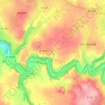Mapa topográfico La Poissonnière, altitud, relieve