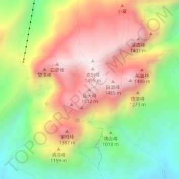 Mapa topográfico 连天峰, altitud, relieve