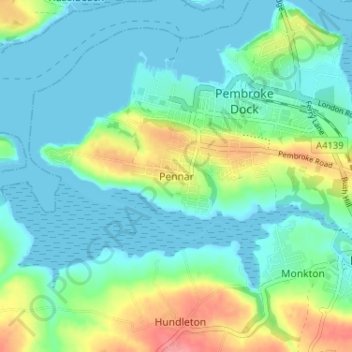 Mapa topográfico Pennar, altitud, relieve