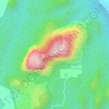 Mapa topográfico Savanadurga, altitud, relieve