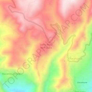 Mapa topográfico Santa Rosa de Pucara, altitud, relieve