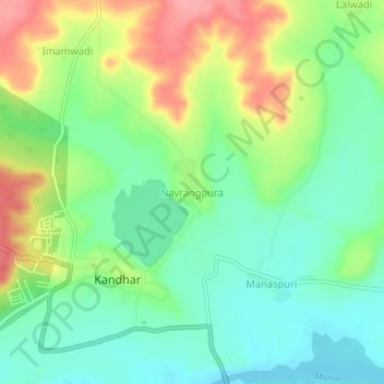 Mapa topográfico Navrangpura, altitud, relieve