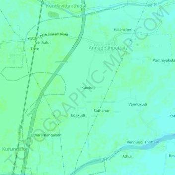 Mapa topográfico Kundur, altitud, relieve