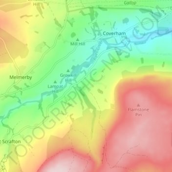 Mapa topográfico Caldbergh, altitud, relieve