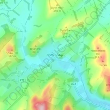 Mapa topográfico Blyth Bridge, altitud, relieve