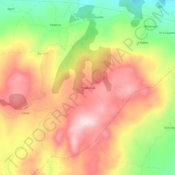 Mapa topográfico Penalonga, altitud, relieve