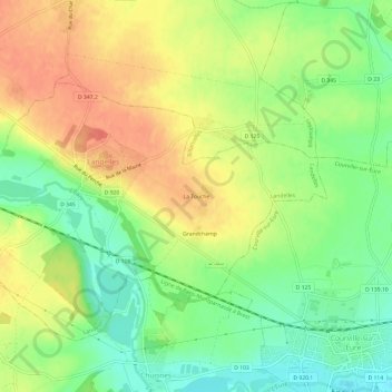 Mapa topográfico La Touche, altitud, relieve