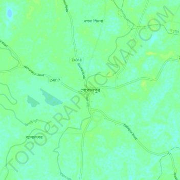 Mapa topográfico Gopalpur, altitud, relieve