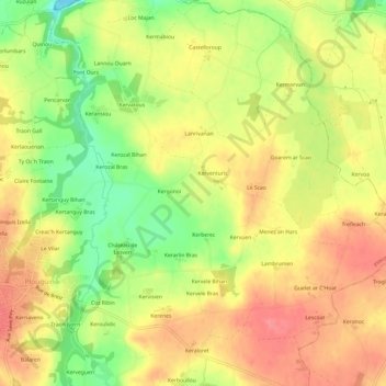 Mapa topográfico Squern, altitud, relieve