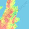 Mapa topográfico St. John's, altitud, relieve