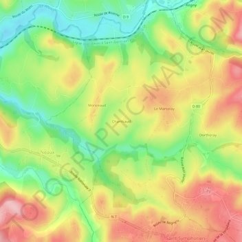 Mapa topográfico Chambaud, altitud, relieve