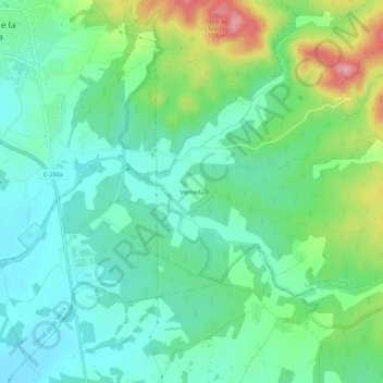 Mapa topográfico Verneda, altitud, relieve