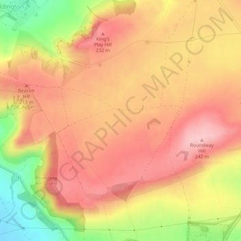 Mapa topográfico Roundway Down, altitud, relieve