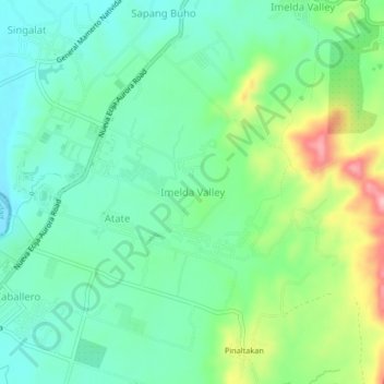 Mapa topográfico Imelda Valley, altitud, relieve