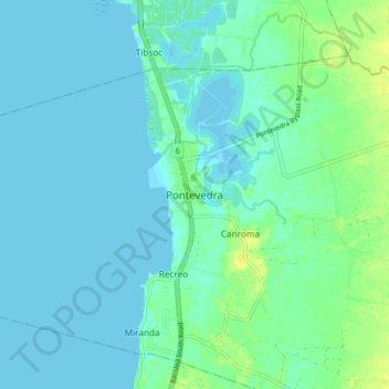 Mapa topográfico Pontevedra, altitud, relieve